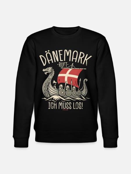 Dänemark ruft ich muss los Spruch - Stanley/Stella Unisex Bio-Sweatshirt CHANGER  - Schwarz