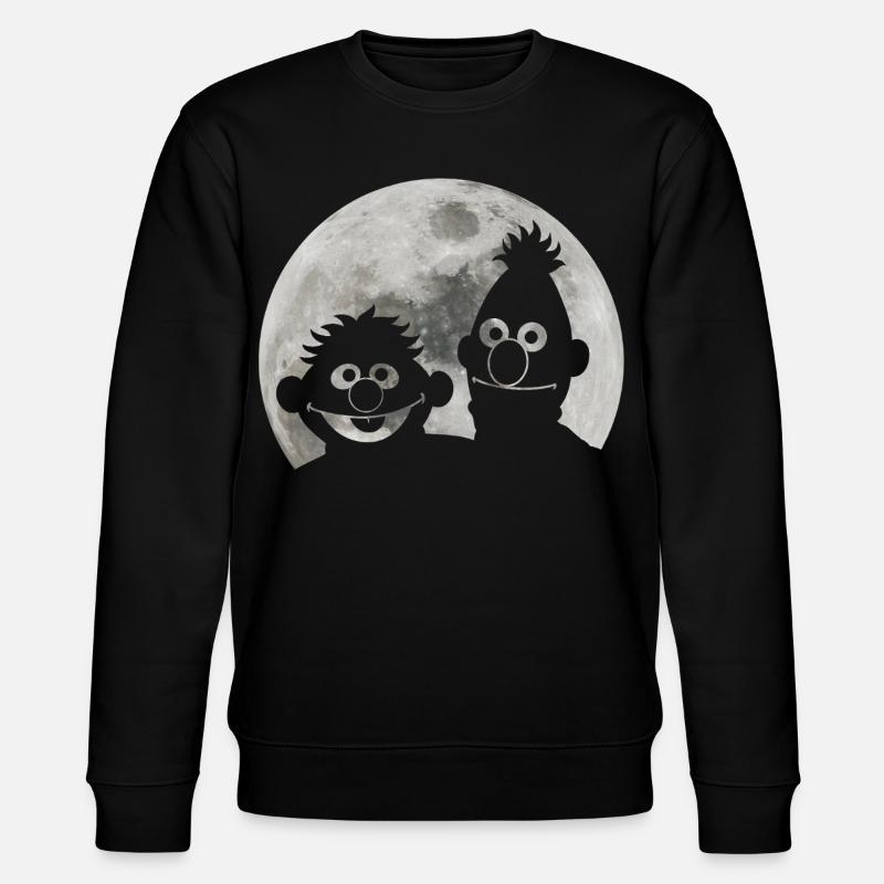 Sesamstraße Ernie & Bert Bei Mondschein - Stanley/Stella Unisex Bio-Sweatshirt CHANGER - Schwarz
