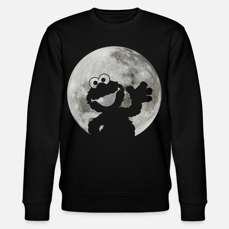 Sesamstraße Elmo Im Vollmond - Stanley/Stella Unisex Bio-Sweatshirt CHANGER  - Schwarz