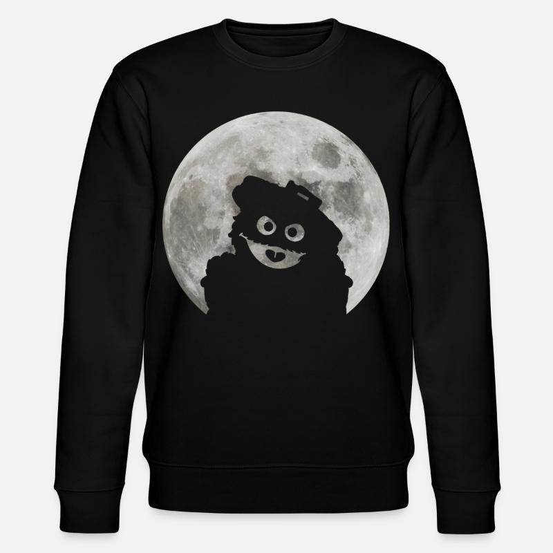 Sesamstraße Oskar In Einer Vollmondnacht - Stanley/Stella Unisex Bio-Sweatshirt CHANGER - Schwarz