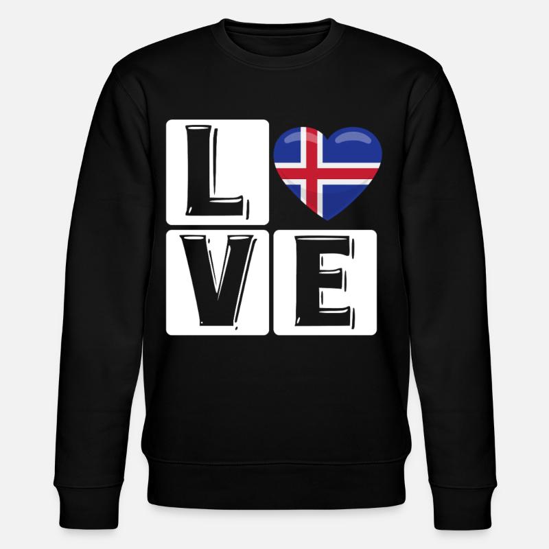 L Liebe Island Herz - Stanley/Stella Unisex Bio-Sweatshirt CHANGER  - Schwarz