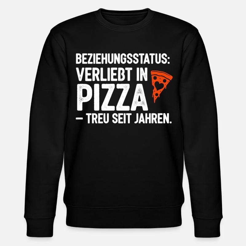 Beziehungsstatus Verliebt in Pizza - Stanley/Stella Unisex Bio-Sweatshirt CHANGER  - Schwarz
