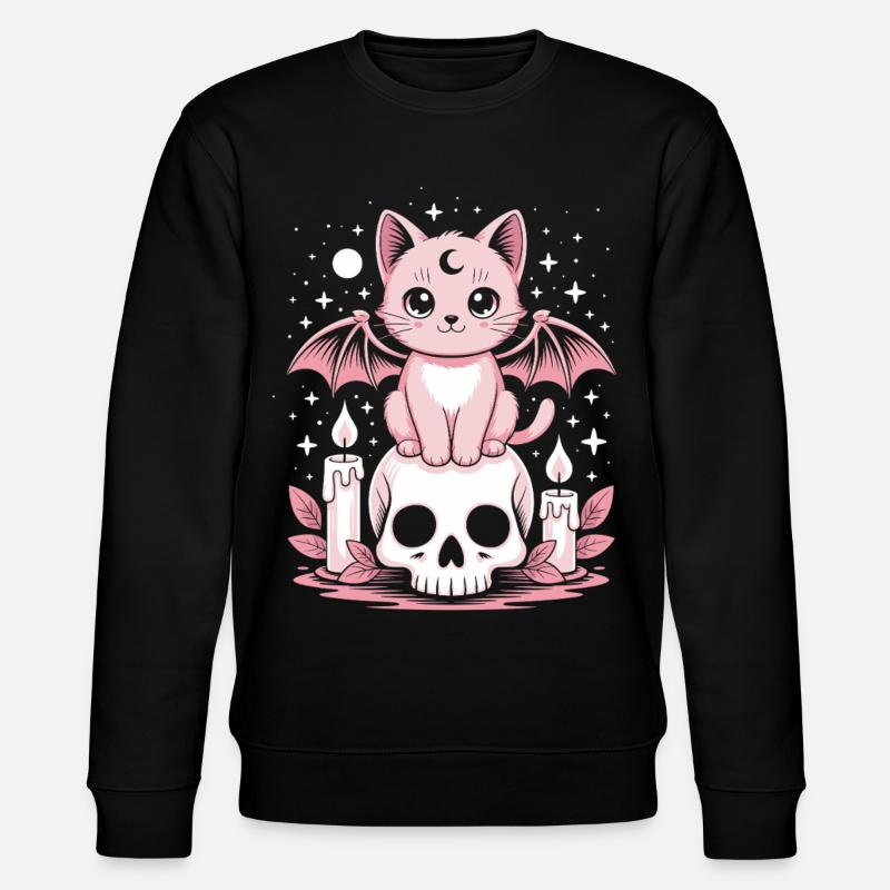 Kawaii Pastel Goth Katze - Stanley/Stella Unisex Bio-Sweatshirt CHANGER  - Schwarz