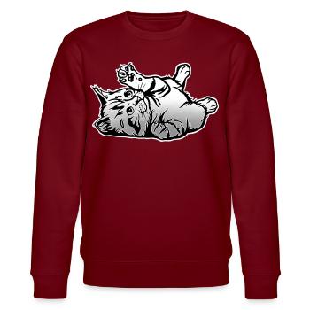 Verspielte Katze  - Stanley/Stella Unisex Bio-Sweatshirt CHANGER  - Burgunderrot - Vorne - Nik (191cm) & Marisol (170cm)