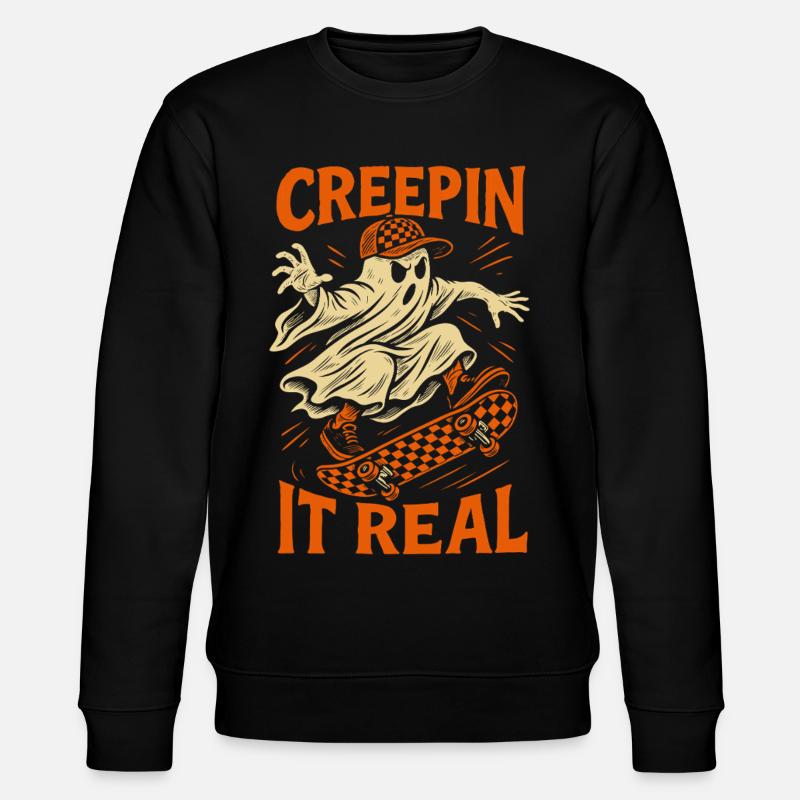 Creepin It Echter Geist Skateboard Halloween - Stanley/Stella Unisex Bio-Sweatshirt CHANGER  - Schwarz