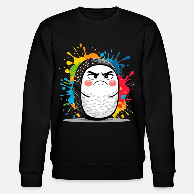 Wütender Sushi Roll mit Farbspritzern - Stanley/Stella Unisex Bio-Sweatshirt CHANGER  - Schwarz