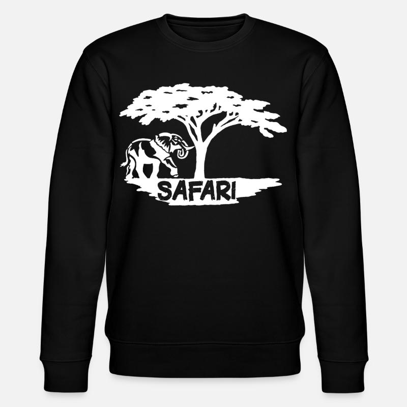 Safari und weißer Elefant - Stanley/Stella Unisex Bio-Sweatshirt CHANGER  - Schwarz
