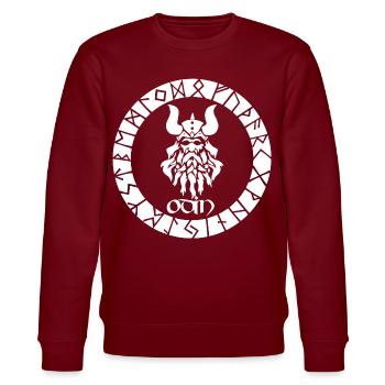 Dieu Odin et runes vikings blanches - Sweat bio CHANGER Stanley/Stella Unisexe - bordeaux - Devant - Nik (191cm) & Marisol (170cm)