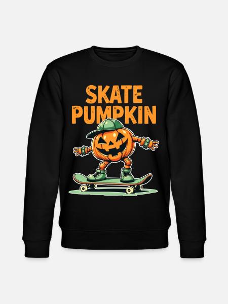 Skateboard pumpkin for Halloween fans - Stanley/Stella CHANGER Unisex Organic Sweatshirt - black