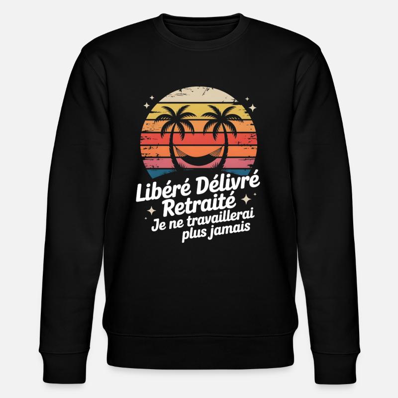 Retraité au coucher soleil palmier - Sweat bio CHANGER Stanley/Stella Unisexe - noir
