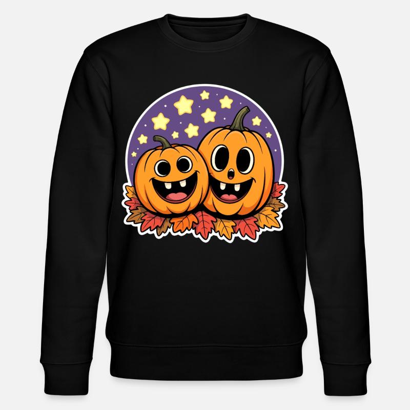 Deux citrouilles heureuses d’automne - Sweat bio CHANGER Stanley/Stella Unisexe - noir