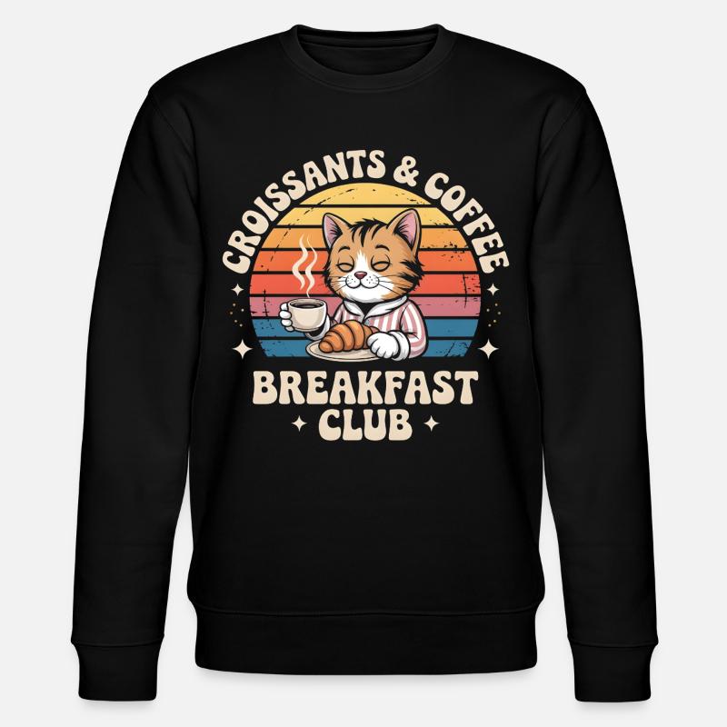 Katze Retro Kaffee Frühstück - Stanley/Stella Unisex Bio-Sweatshirt CHANGER  - Schwarz