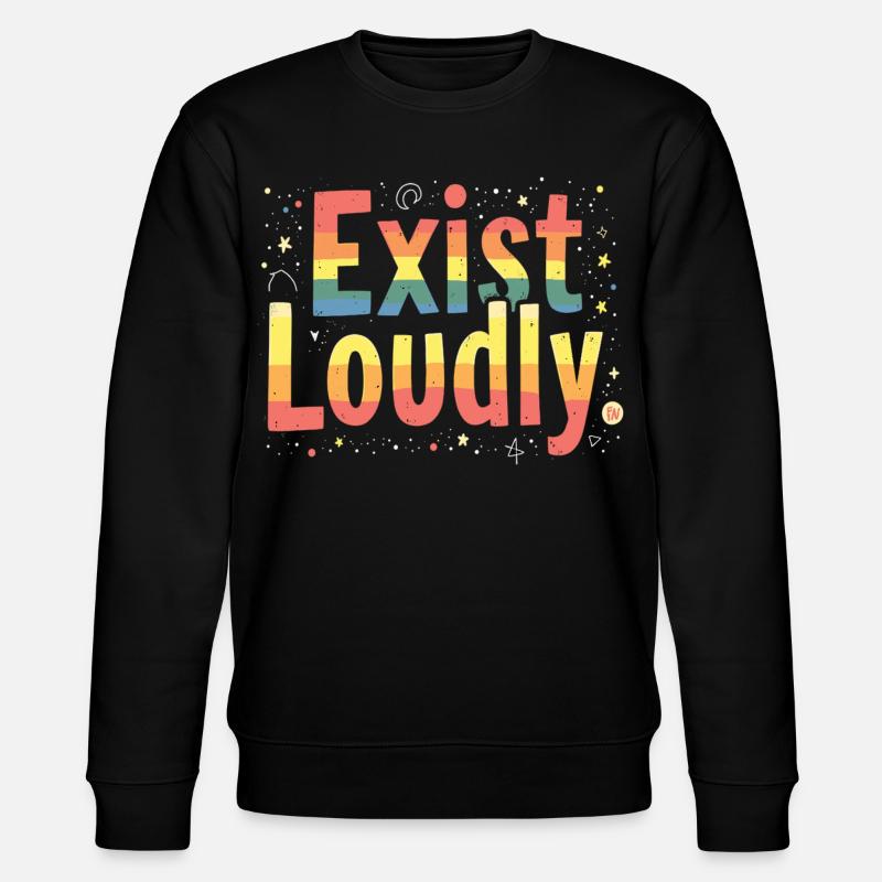 Exist Loudly – Buntes Pride Empowerment - Stanley/Stella Unisex Bio-Sweatshirt CHANGER  - Schwarz