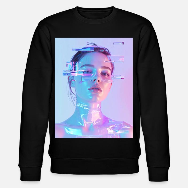 Irisierende Glitch Frau - Stanley/Stella Unisex Bio-Sweatshirt CHANGER  - Schwarz