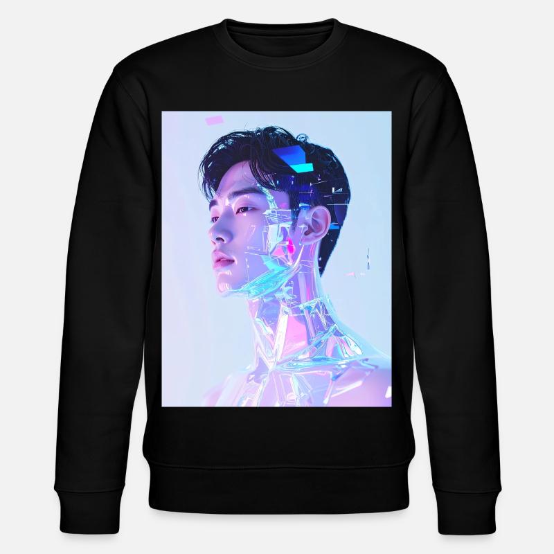 Holographisches Neon-Porträt - Stanley/Stella Unisex Bio-Sweatshirt CHANGER  - Schwarz