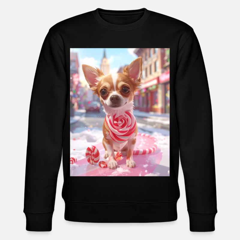 Candy Pup with Candy Cane - Stanley/Stella CHANGER Unisex Organic Sweatshirt - black
