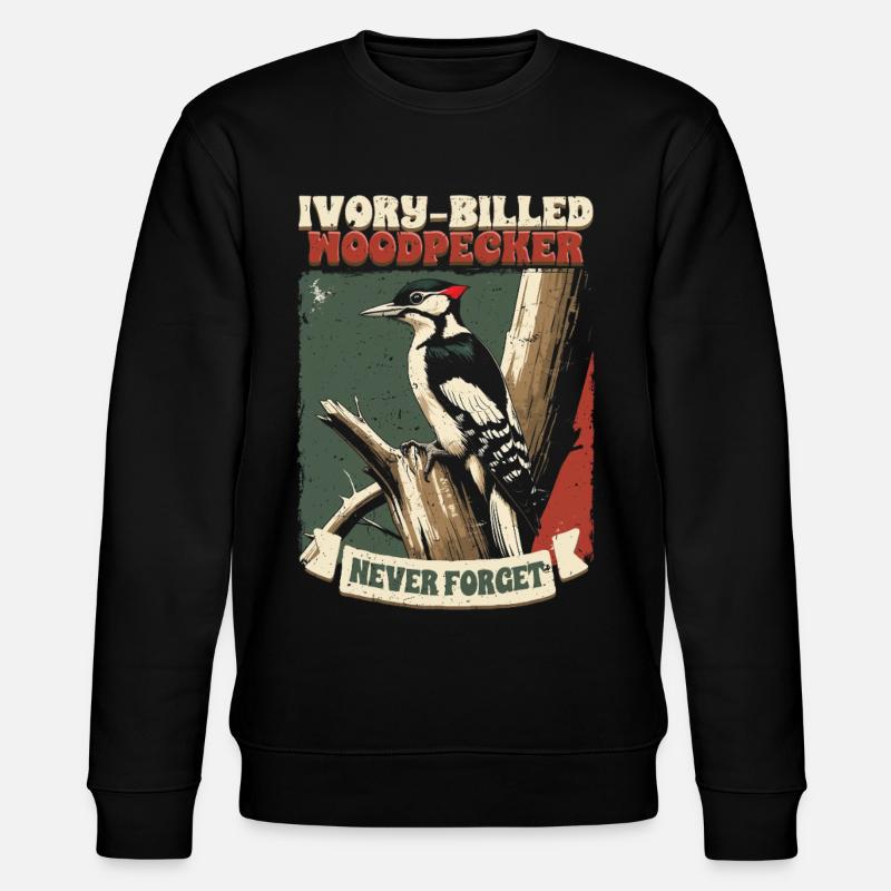 Elfenbein Specht Vogelbeobachter - Stanley/Stella Unisex Bio-Sweatshirt CHANGER  - Schwarz