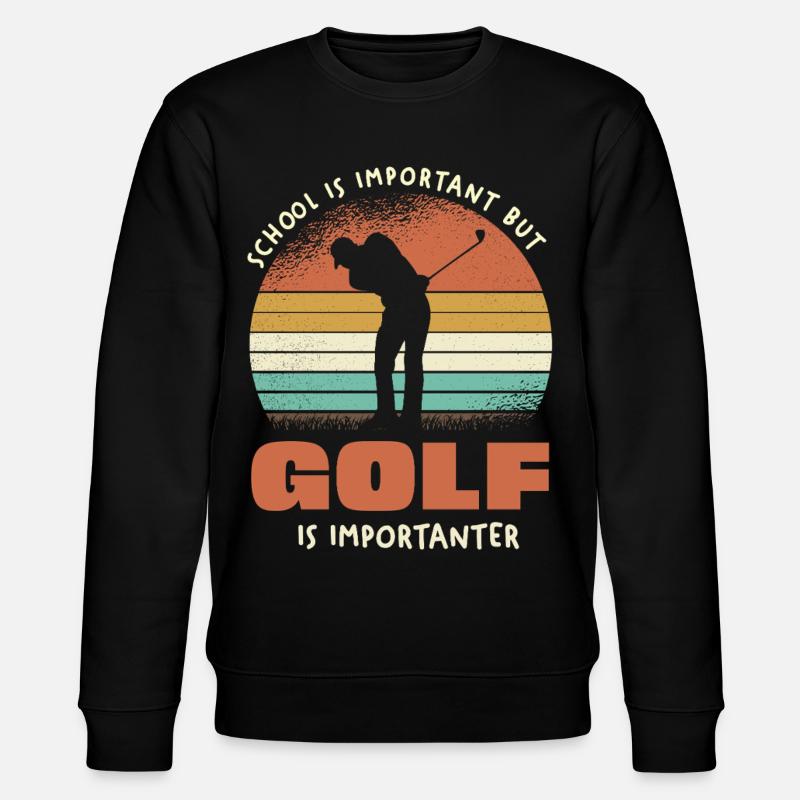 Golf Ist Wichtiger Als Schule Retro - Stanley/Stella Unisex Bio-Sweatshirt CHANGER  - Schwarz