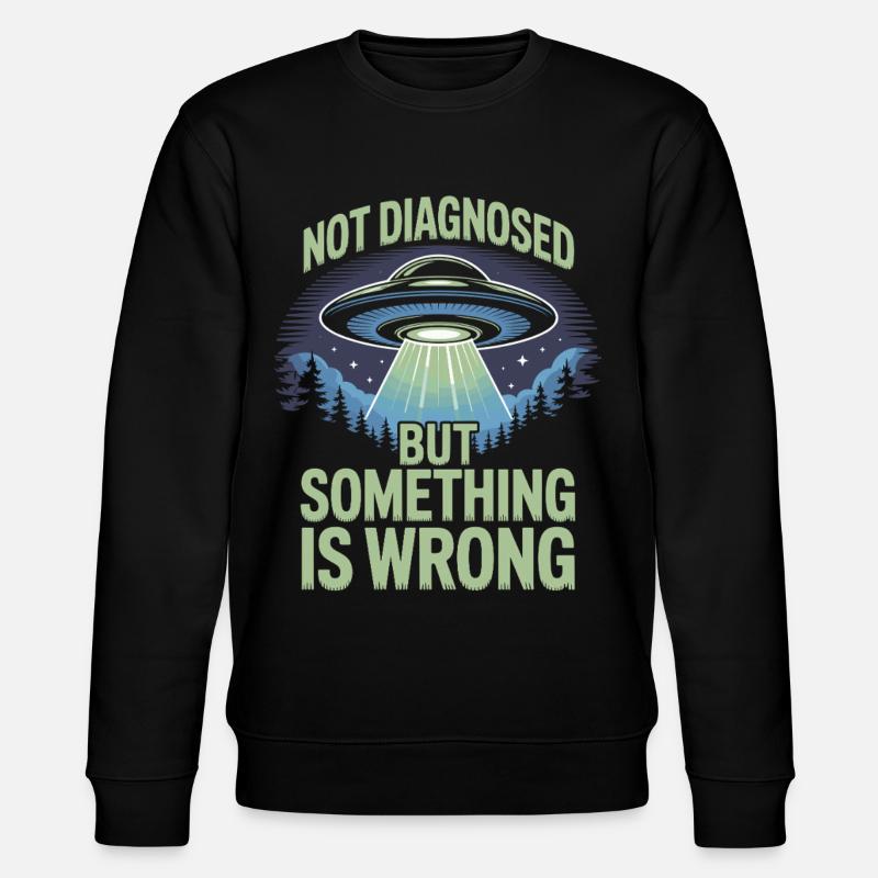UFO Lichtstrahl über Wald - Stanley/Stella Unisex Bio-Sweatshirt CHANGER  - Schwarz