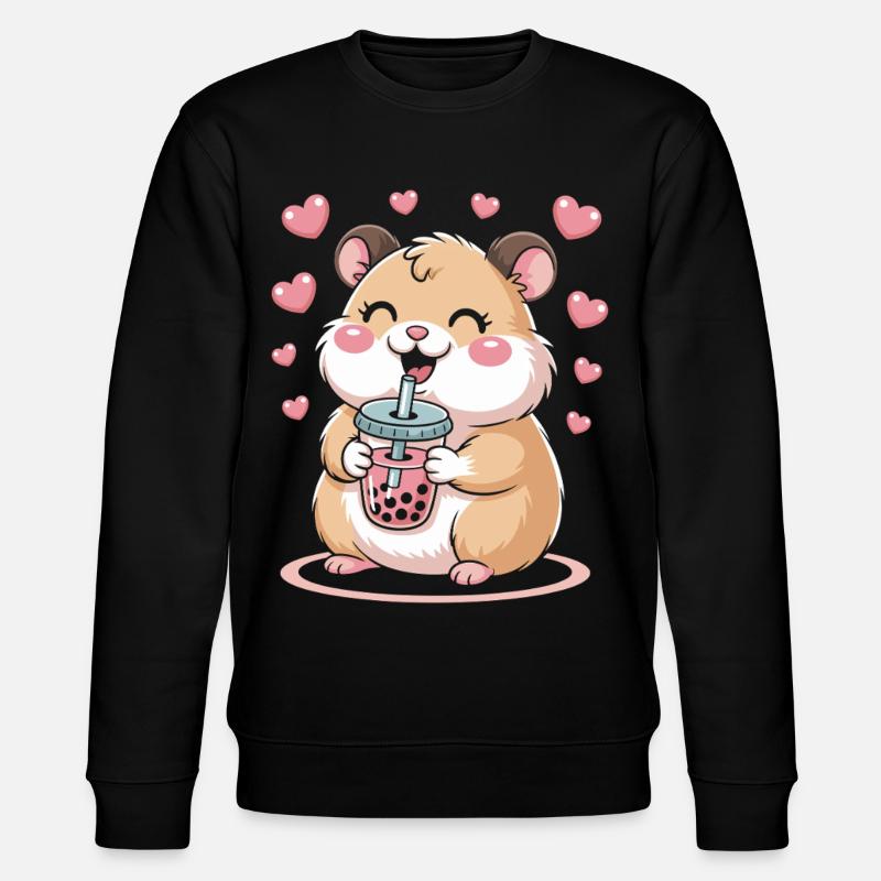 Kawaii Bubble Tee Hamster Boba Tee - Stanley/Stella Unisex Bio-Sweatshirt CHANGER  - Schwarz