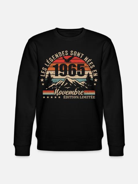 Awesome since November 1965 | November 1965 - Stanley/Stella CHANGER Unisex Organic Sweatshirt - black