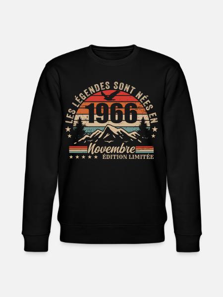 Awesome since November 1966 | November 1966 - Stanley/Stella CHANGER Unisex Organic Sweatshirt - black