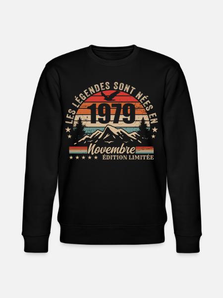 Awesome since November 1979 | November 1979 - Stanley/Stella CHANGER Unisex Organic Sweatshirt - black