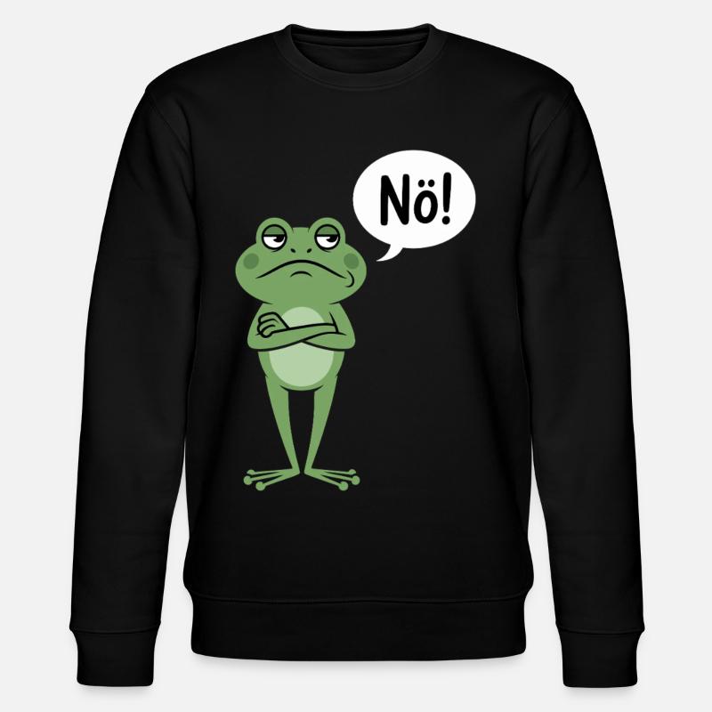 Skeptischer Frosch Mit Nö Spruch - Stanley/Stella Unisex Bio-Sweatshirt CHANGER  - Schwarz
