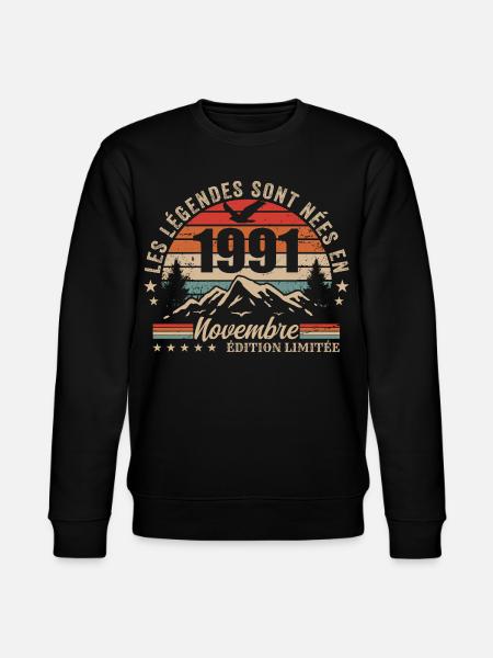 Awesome since November 1991 | November 1991 - Stanley/Stella CHANGER Unisex Organic Sweatshirt - black