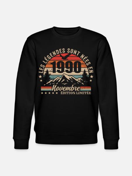 Awesome since November 1990 | November 1990 - Stanley/Stella CHANGER Unisex Organic Sweatshirt - black
