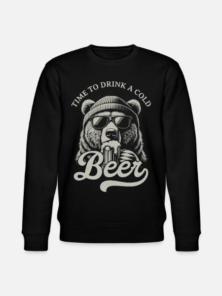 Bierzeit Bär mit Sonnenbrille - Stanley/Stella Unisex Bio-Sweatshirt CHANGER - Schwarz