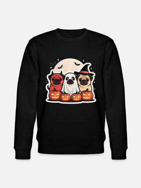 Pug Halloween Costume Funny Pumpkin Gift - Stanley/Stella CHANGER Unisex Organic Sweatshirt - black