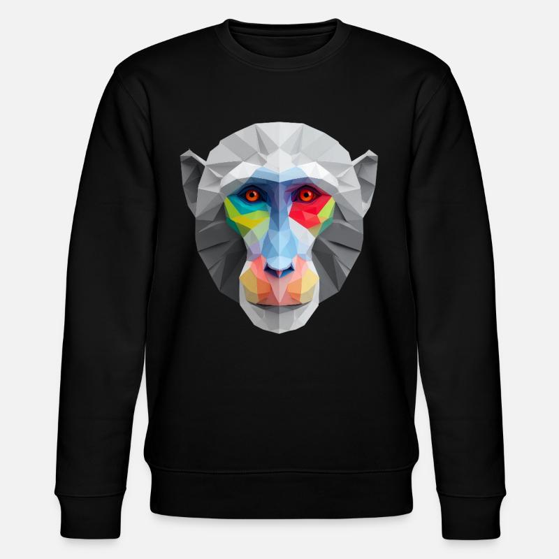 Farbiges Low-Poly Affengesicht Logo Art Design - Stanley/Stella Unisex Bio-Sweatshirt CHANGER - Schwarz