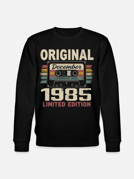 December 1985 Birthday Gift - Stanley/Stella CHANGER Unisex Organic Sweatshirt - black