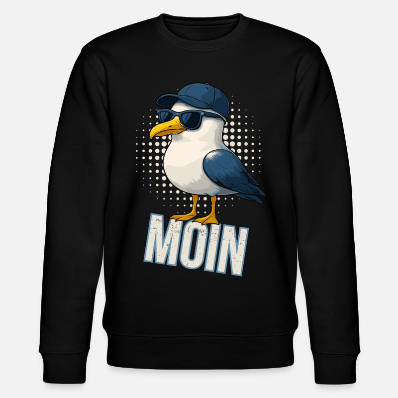 Moin - Möwe mit Sonnenbrille - Stanley/Stella Unisex Bio-Sweatshirt CHANGER  - Schwarz