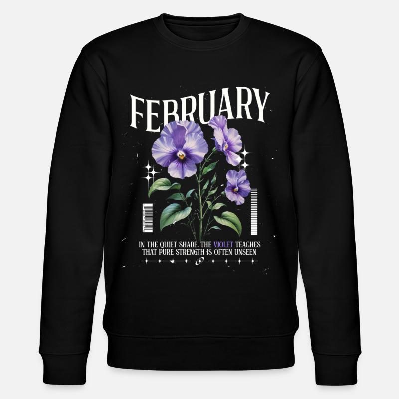 Février Violette Naissance Fleur - Sweat bio CHANGER Stanley/Stella Unisexe - noir