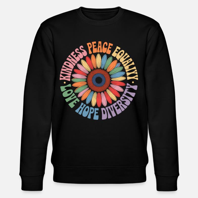Sonnenblume Frieden Liebe Hoffnung Diversität - Stanley/Stella Unisex Bio-Sweatshirt CHANGER  - Schwarz