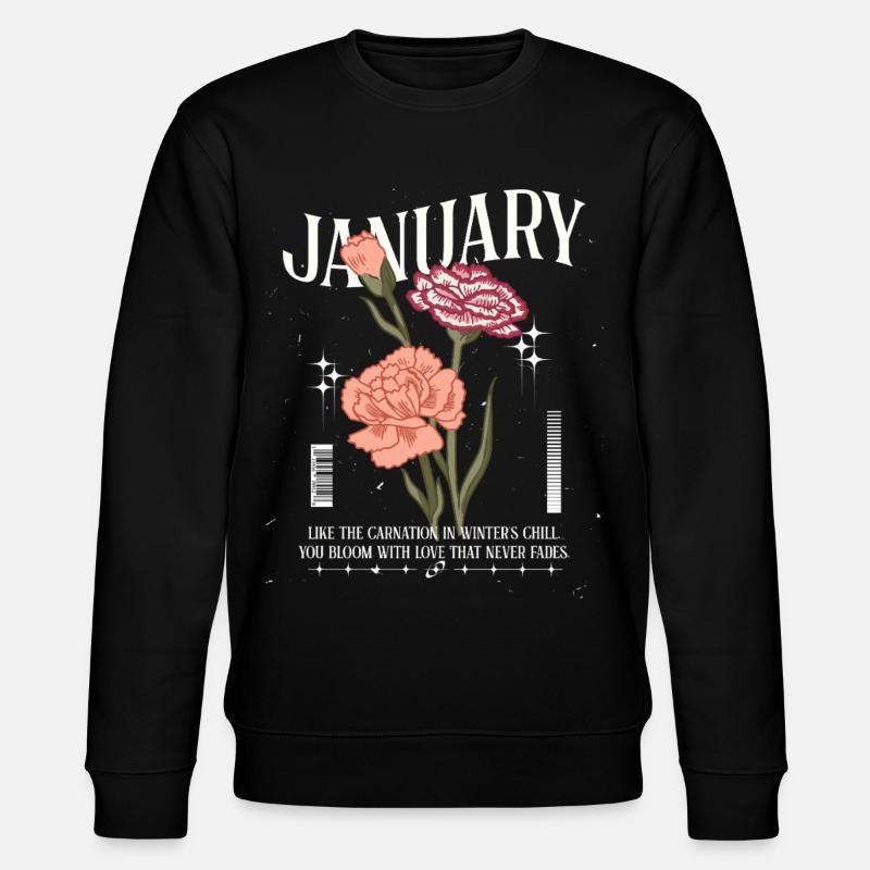 Naissance Fleurs Janvier Oeillet - Sweat bio CHANGER Stanley/Stella Unisexe - noir