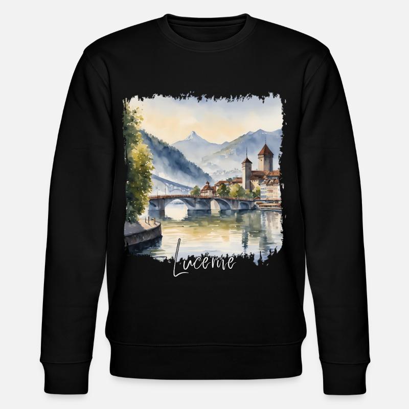 Luzerner Aquarell, Luzern, Schweiz - Stanley/Stella Unisex Bio-Sweatshirt CHANGER  - Schwarz