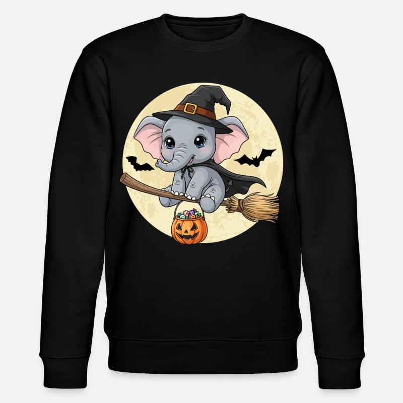 Cute Elephant Witch Halloween - Stanley/Stella CHANGER Unisex Organic Sweatshirt - black