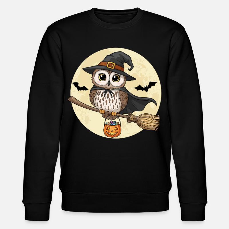 Süße Eule Hexe Halloween - Stanley/Stella Unisex Bio-Sweatshirt CHANGER  - Schwarz