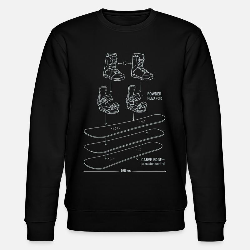 Snowboard Blueprint Technik Design - Stanley/Stella Unisex Bio-Sweatshirt CHANGER  - Schwarz