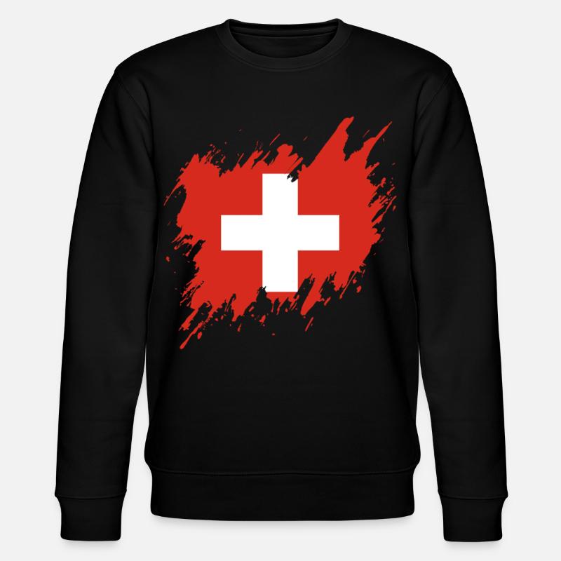 Drapeau de la Suisse, style déchiré - Sweat bio CHANGER Stanley/Stella Unisexe - noir