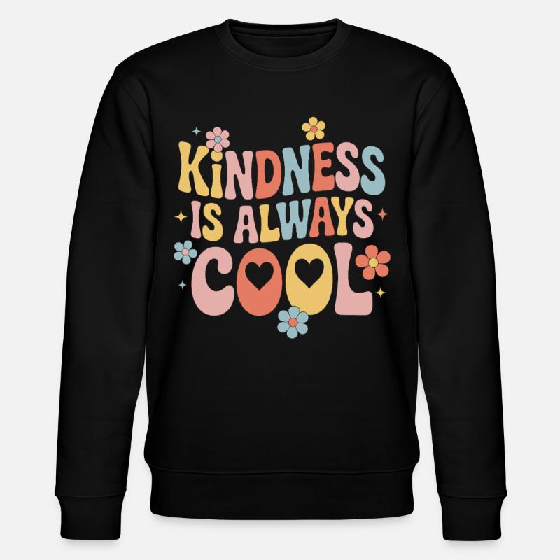 Freundlichkeit Ist Immer Cool Bunte Blüten - Stanley/Stella Unisex Bio-Sweatshirt CHANGER  - Schwarz