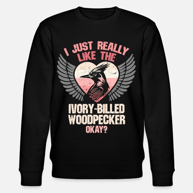 Elfenbein Specht Vogelbeobachter - Stanley/Stella Unisex Bio-Sweatshirt CHANGER  - Schwarz