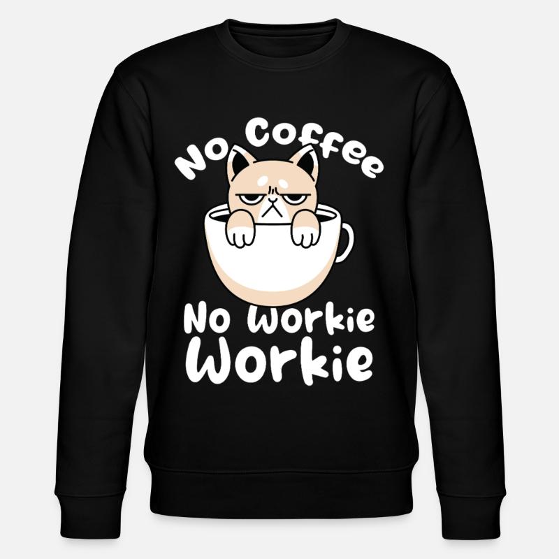 Katziges Kaffee Motiv - Stanley/Stella Unisex Bio-Sweatshirt CHANGER  - Schwarz