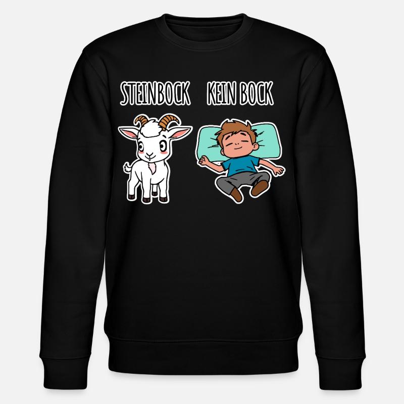 Steinbock - Kein Bock - Achtung Flachwitz! - Stanley/Stella Unisex Bio-Sweatshirt CHANGER  - Schwarz