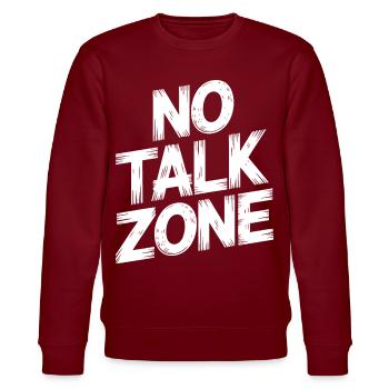 No Talk Zone - Stanley/Stella CHANGER Unisex Organic Sweatshirt - burgundy - Front - Nik (191cm) & Marisol (170cm)