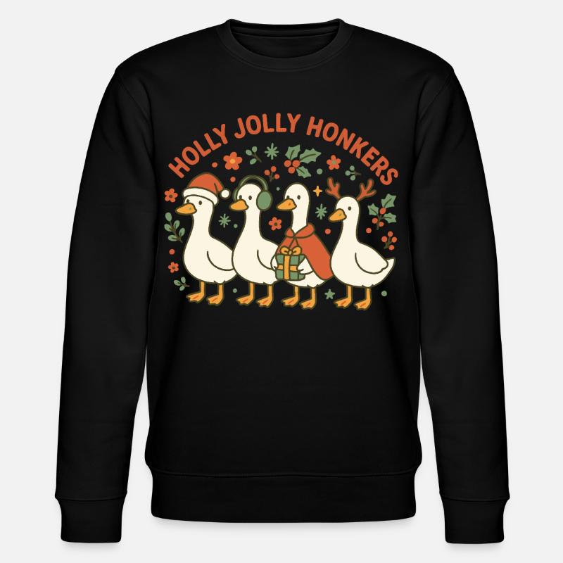 Weihnachtsgans Holly Jolly Honkers Fun Design - Stanley/Stella Unisex Bio-Sweatshirt CHANGER  - Schwarz