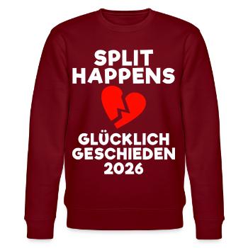 Scheidung 2026 Geschieden Neuanfang Party - Stanley/Stella Unisex Bio-Sweatshirt CHANGER  - Burgunderrot - Vorne - Nik (191cm) & Marisol (170cm)